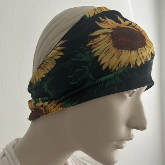 Vibrant Sunflower Wide Boho Stretch Headband - Picture 3 of 11